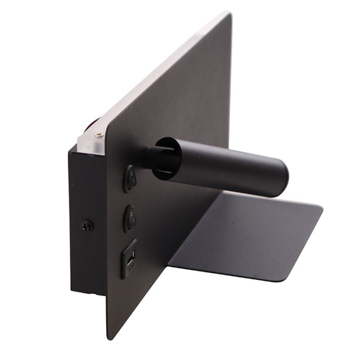 Aplique negro moderno, Stanley, 10W, 4000K LED, con interruptor