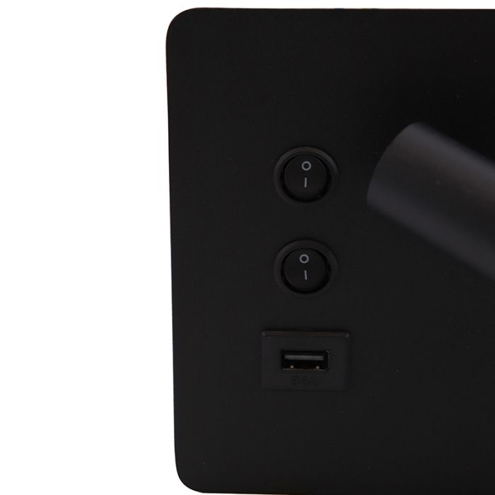 Aplique negro moderno, Stanley, 10W, 4000K LED, con interruptor