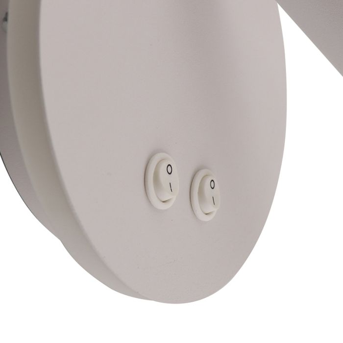 Aplique blanco moderno, Robbie, 10W, 4000K LED, con interruptor