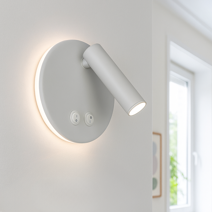 Aplique blanco moderno, Robbie, 10W, 4000K LED, con interruptor