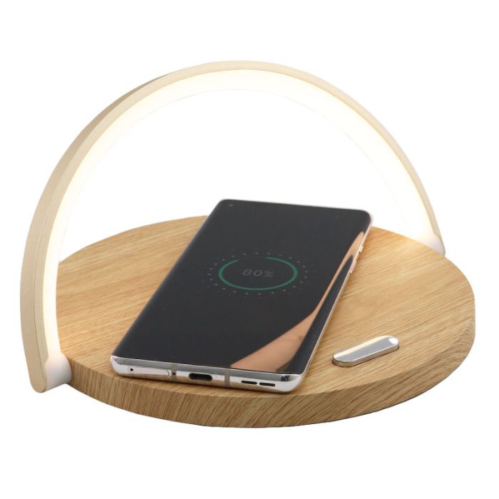 Lámpara de mesa madera de plástico, Erhan, 2W, 3000K LED, con interruptor