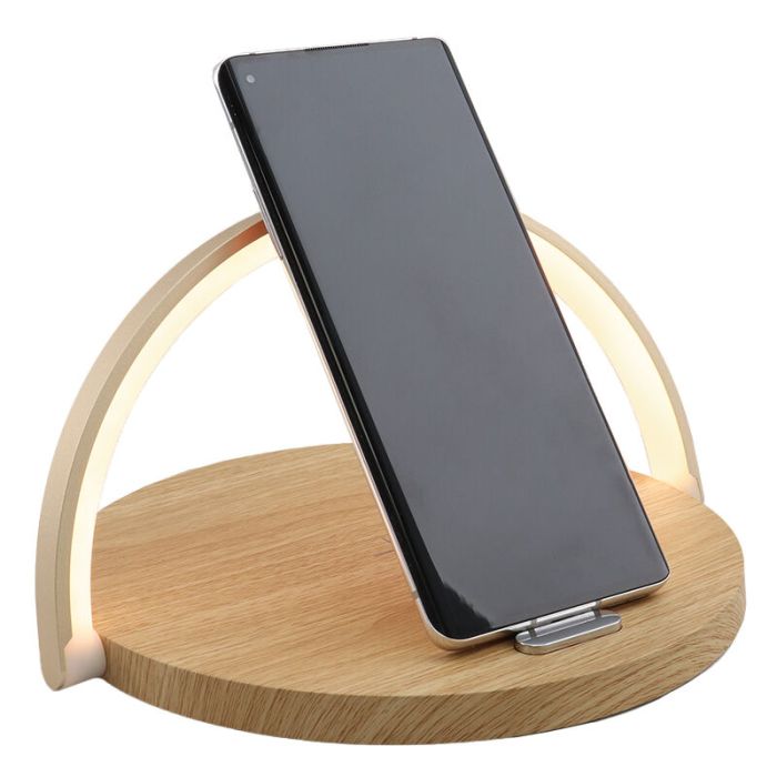 Lámpara de mesa madera de plástico, Erhan, 2W, 3000K LED, con interruptor