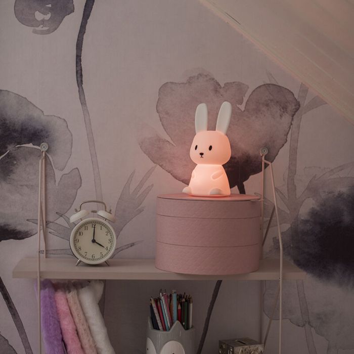 Luz nocturna infantil blanca de plástico, Bunny, 0,5W, RGBW LED, con interruptor