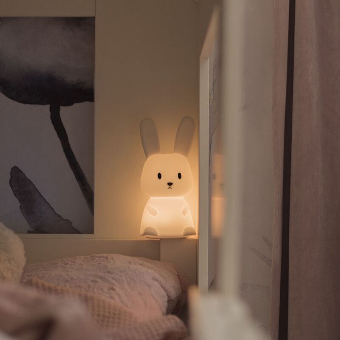 Luz nocturna infantil blanca de plástico, Bunny, 0,5W, RGBW LED, con interruptor