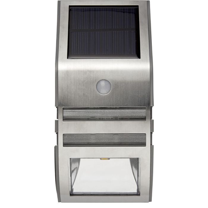 Aplique solar exterior plateado de aluminio, Alistair, 0,04W, 3000K LED, IP44