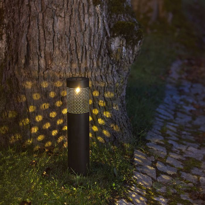 Estaca solar para jardín negra de aluminio, Adela, 0,064W, 3000K LED, IP44
