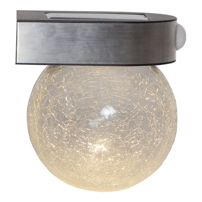 Aplique solar exterior transparente de vidrio, Amke, 0,25W, 3000K LED, IP44