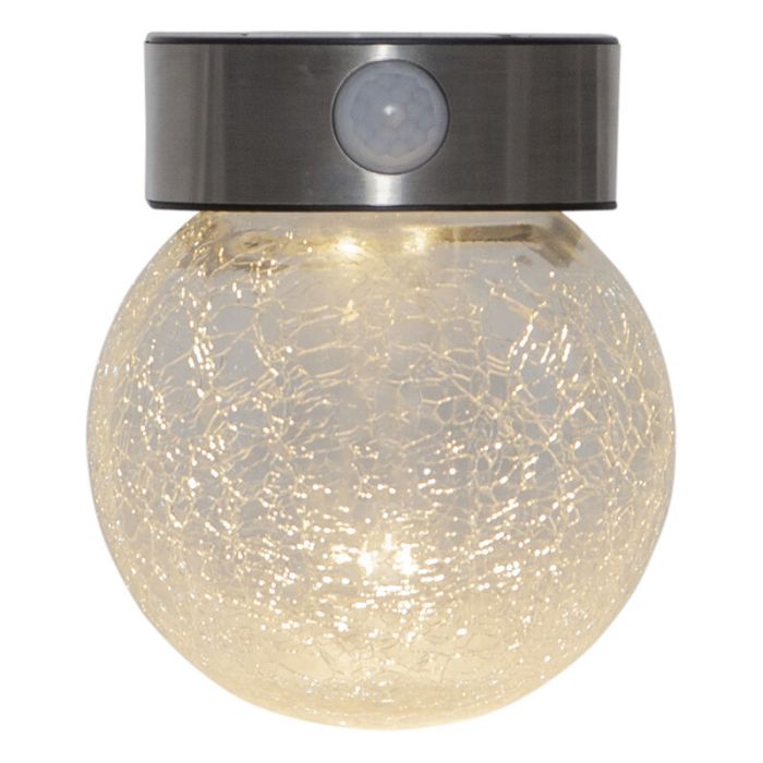 Aplique solar exterior transparente de vidrio, Amke, 0,25W, 3000K LED, IP44