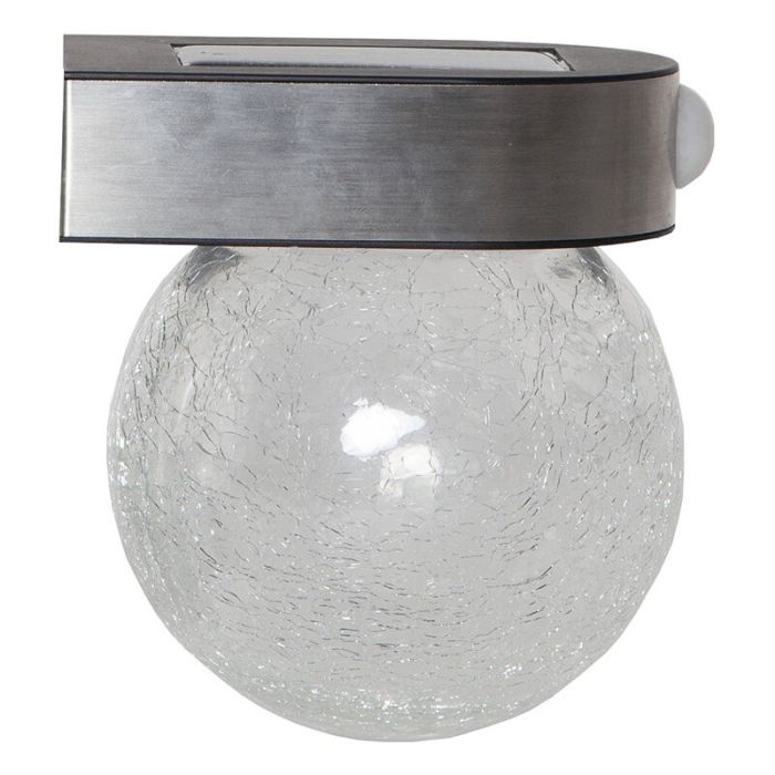 Aplique solar exterior transparente de vidrio, Amke, 0,25W, 3000K LED, IP44