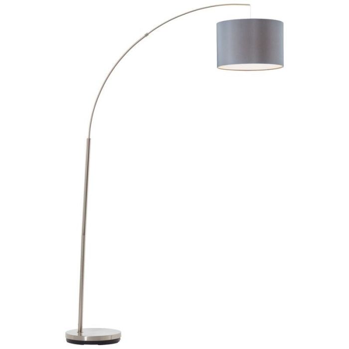 Lámpara de arco gris de tela, Merinde, con interruptor