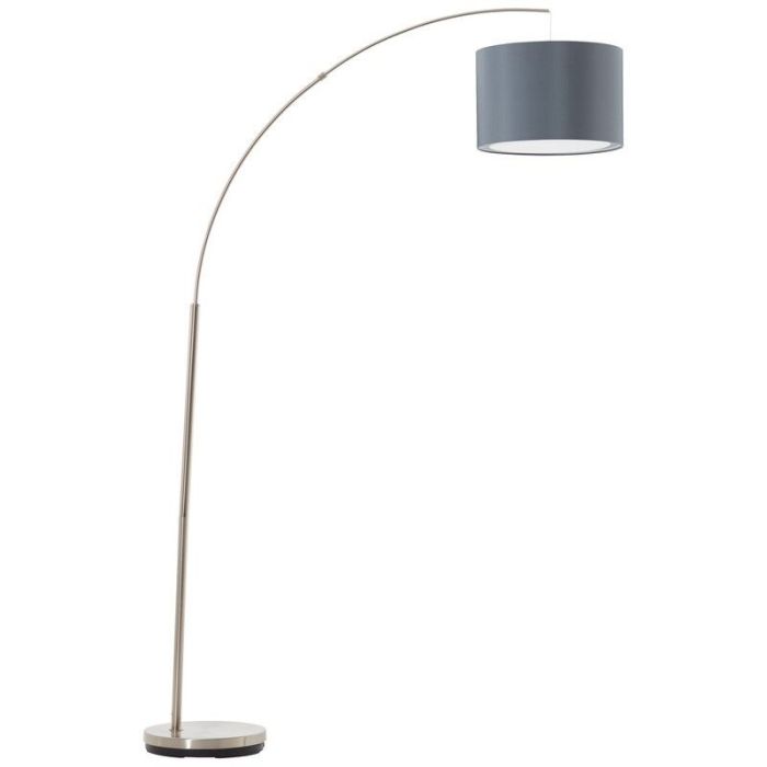 Lámpara de arco gris de tela, Merinde, con interruptor