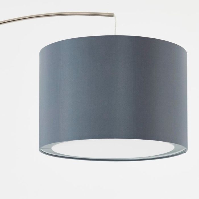 Lámpara de arco gris de tela, Merinde, con interruptor
