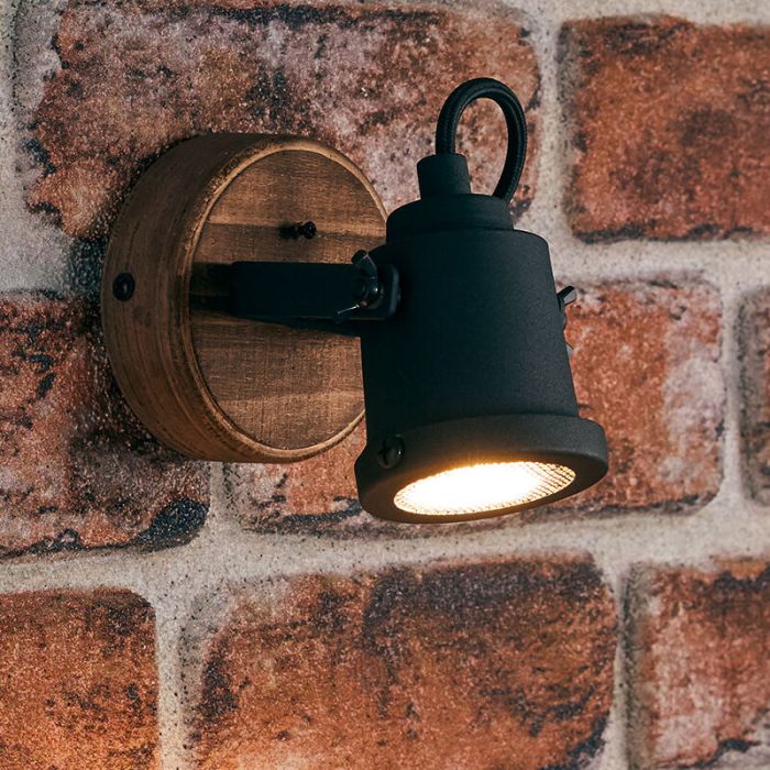 Foco de pared de madera marrón, Jantina