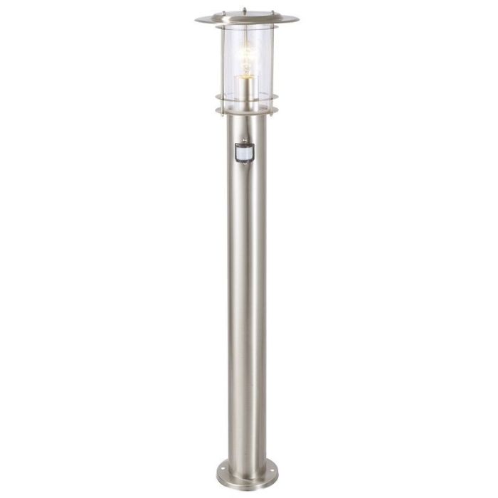 Lámpara de pie exterior con sensor de movimiento cromada de metal, Shamayra, IP44