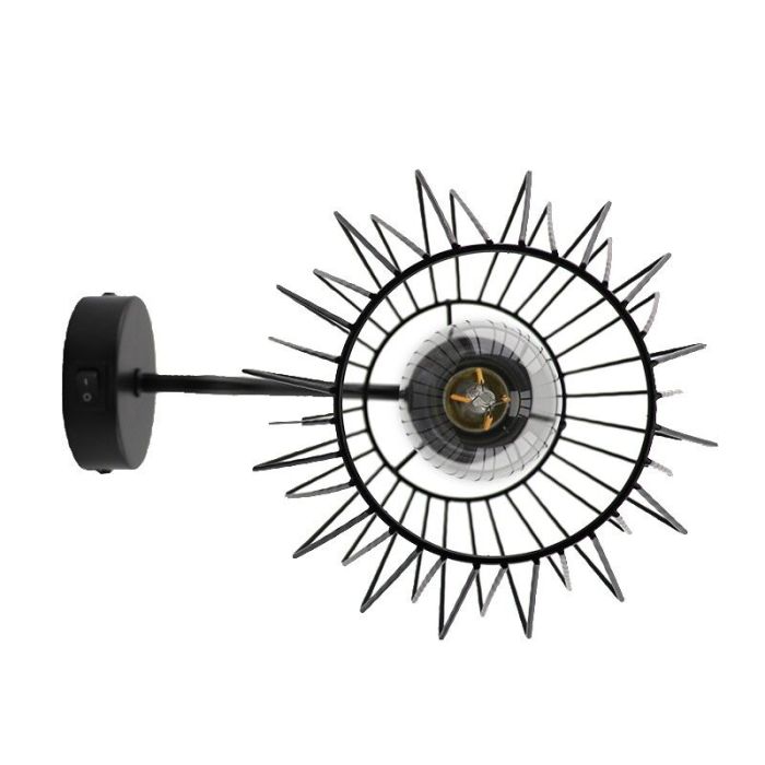 Foco de pared negro industrial, Alvina
