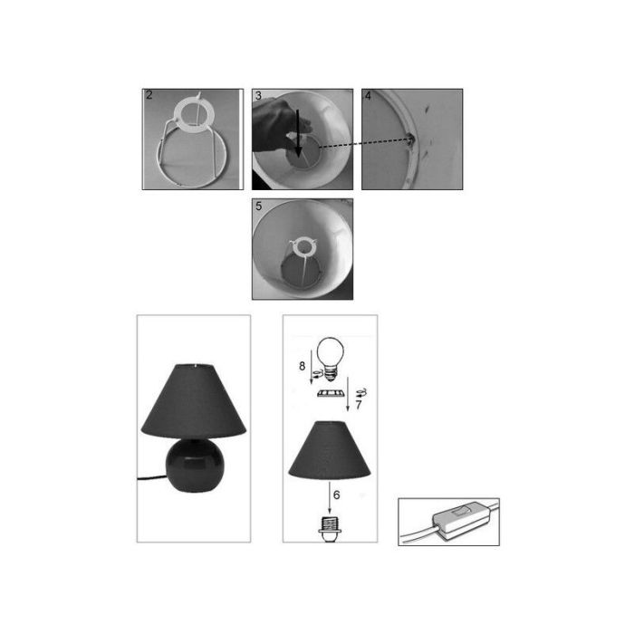 Lámpara de mesa de cerámica gris, Pilar, con interruptor