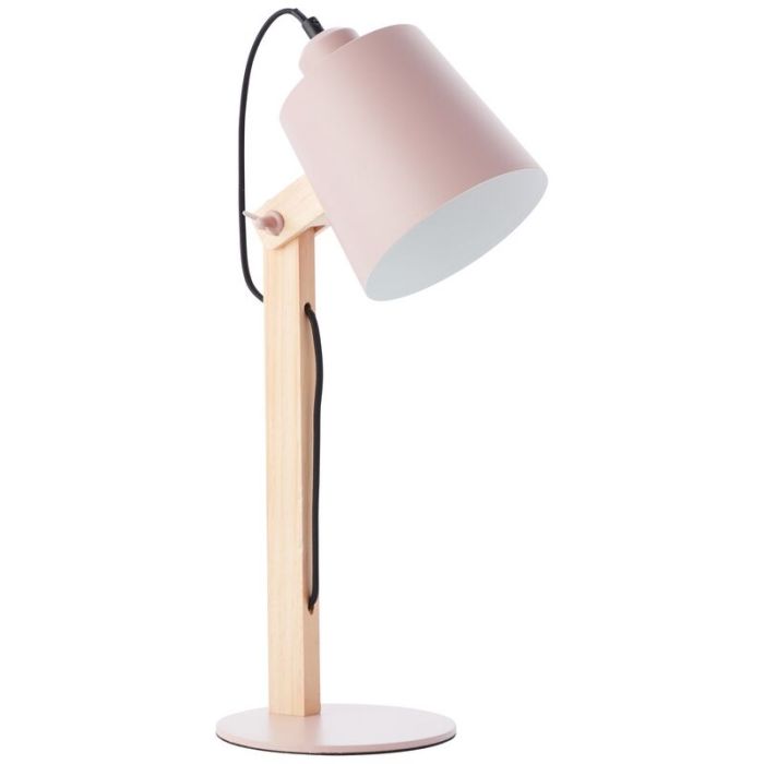Lámpara de mesa de madera rosa, Dorina, con interruptor