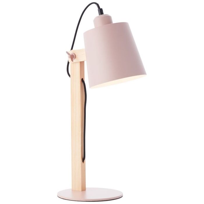 Lámpara de mesa de madera rosa, Dorina, con interruptor