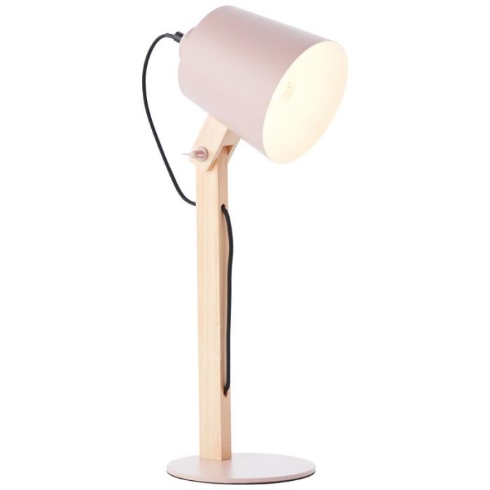 Lámpara de mesa de madera rosa, Dorina, con interruptor