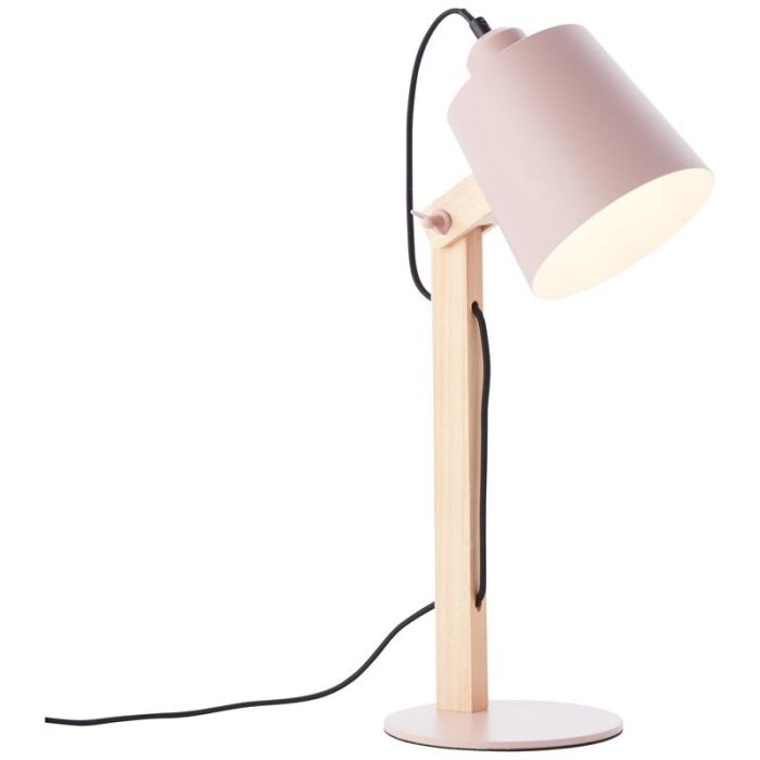 Lámpara de mesa de madera rosa, Dorina, con interruptor