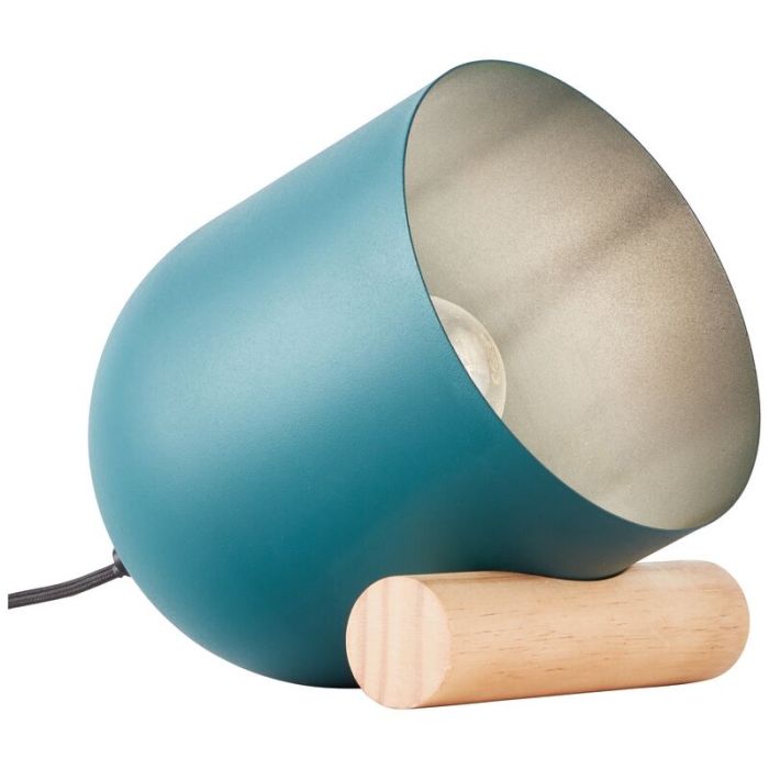 Lámpara de mesa de madera azul, Riaz, con interruptor