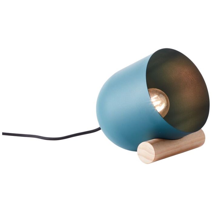 Lámpara de mesa de madera azul, Riaz, con interruptor