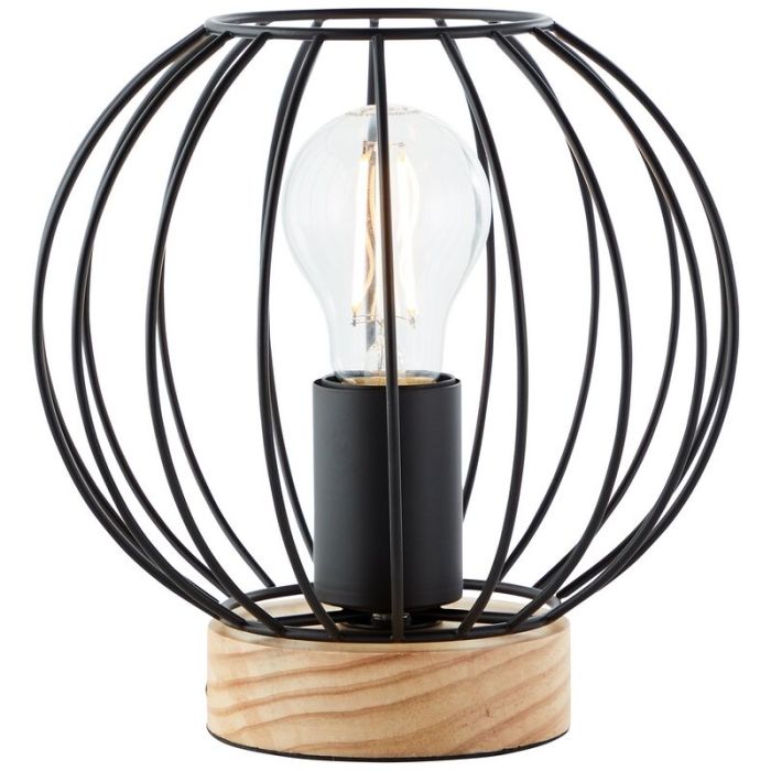 Lámpara de mesa de madera negra, Donato, con interruptor