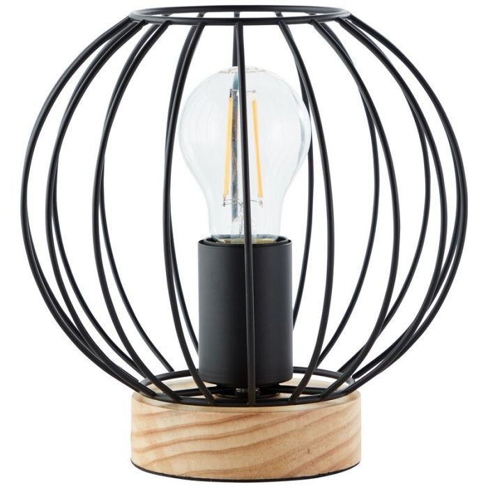 Lámpara de mesa de madera negra, Donato, con interruptor