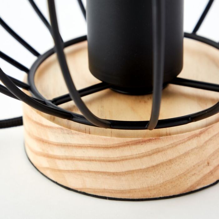 Lámpara de mesa de madera negra, Donato, con interruptor