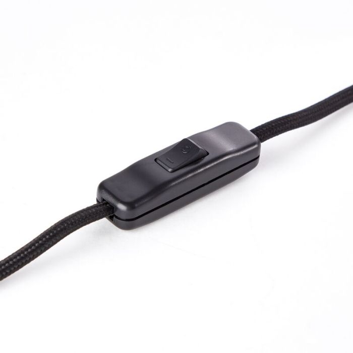 Lámpara de mesa de madera negra, Donato, con interruptor