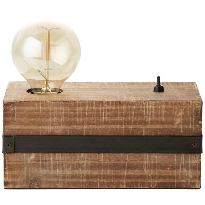 Lámpara de mesa de madera negra, Asli, con interruptor