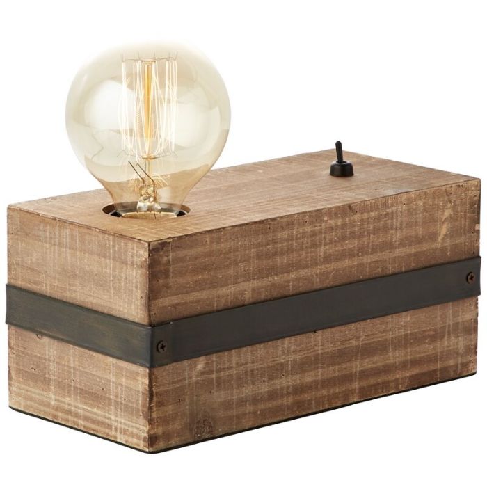 Lámpara de mesa de madera negra, Asli, con interruptor