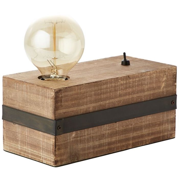 Lámpara de mesa de madera negra, Asli, con interruptor