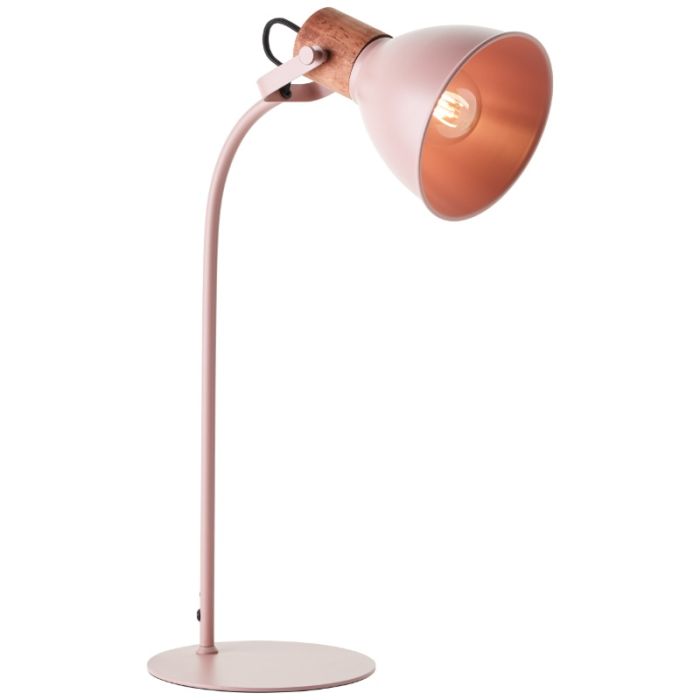 Lámpara de mesa rosa rústica, Thalina, con interruptor