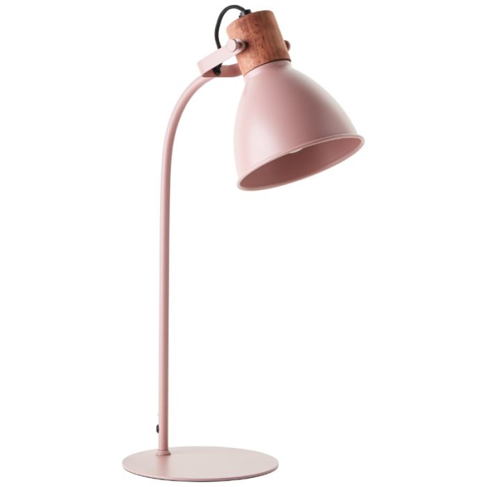 Lámpara de mesa rosa rústica, Thalina, con interruptor