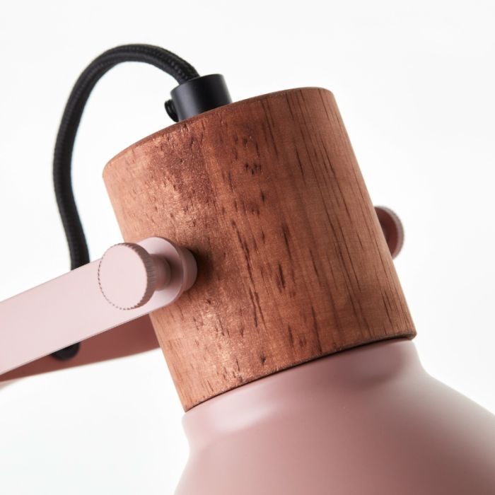 Lámpara de mesa rosa rústica, Thalina, con interruptor