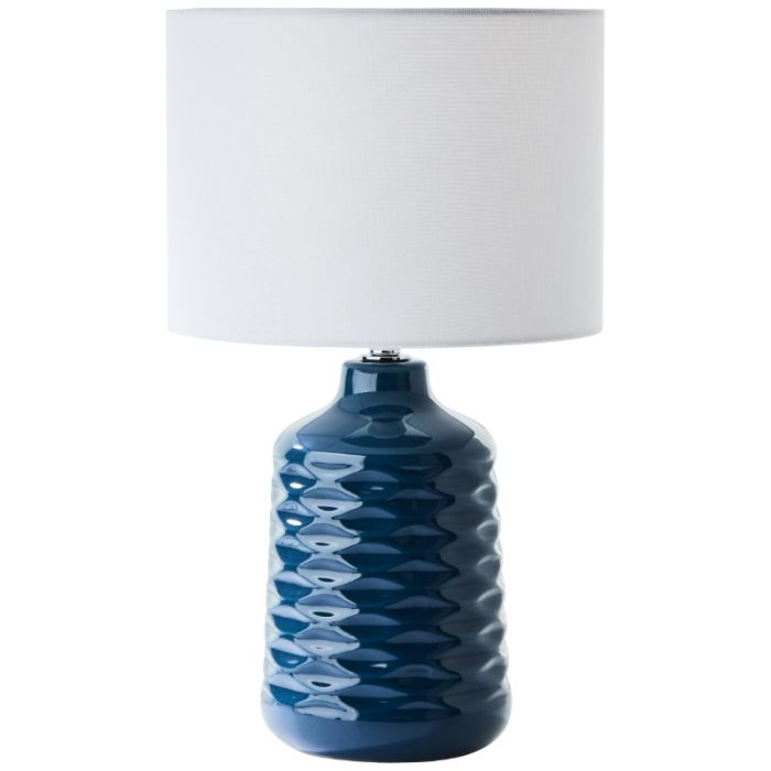 Lámpara de mesa azul retro, Roelf, con interruptor