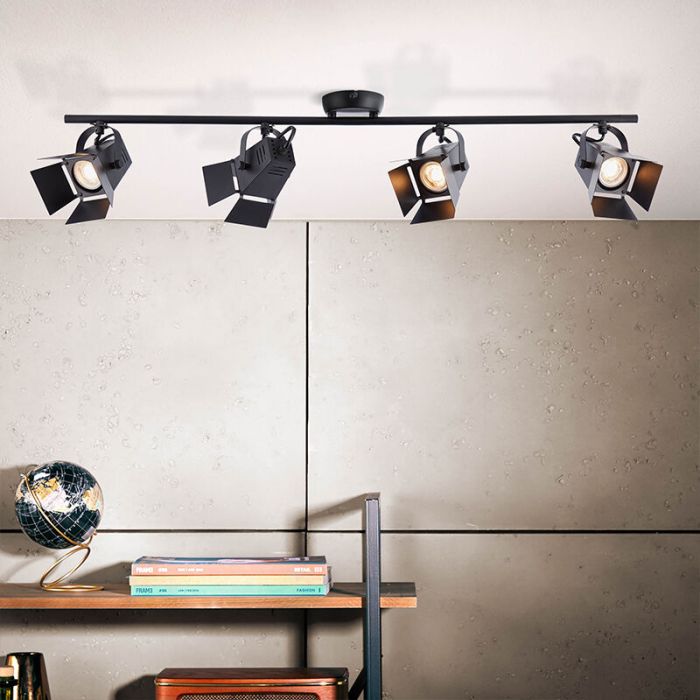 Foco de techo negro industrial, Jowenna, 5W, 3000K LED