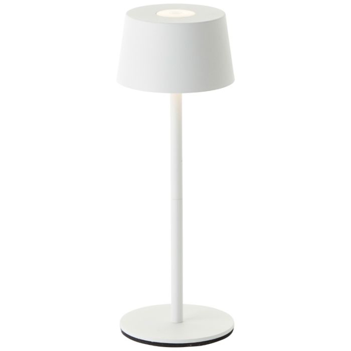 Lámpara de mesa exterior blanca moderna, Petter, 2W, 3000K LED, IP44, regulable en 3 pasos