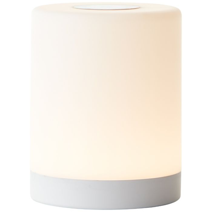 Lámpara de mesa exterior blanca moderna, Maezon, 1W, RGBW LED, IP44, con regulador táctil