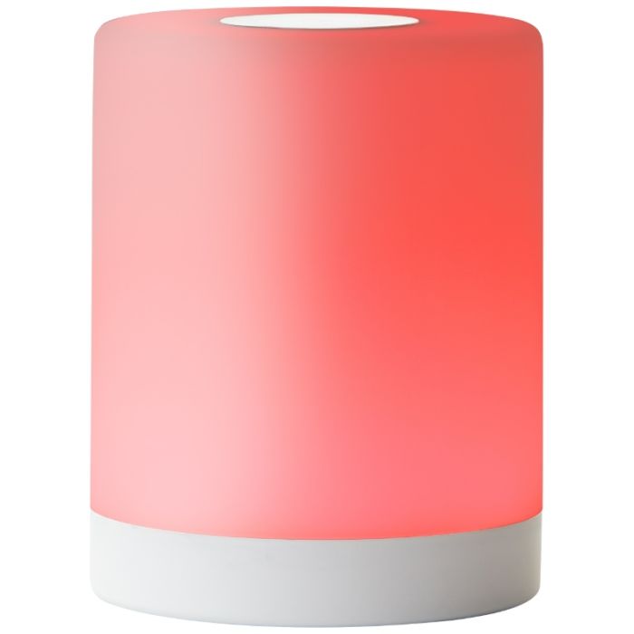 Lámpara de mesa exterior blanca moderna, Maezon, 1W, RGBW LED, IP44, con regulador táctil
