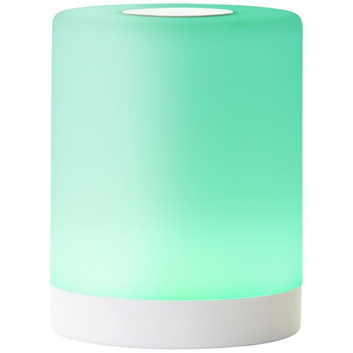 Lámpara de mesa exterior blanca moderna, Maezon, 1W, RGBW LED, IP44, con regulador táctil