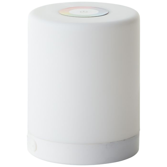 Lámpara de mesa exterior blanca moderna, Maezon, 1W, RGBW LED, IP44, con regulador táctil