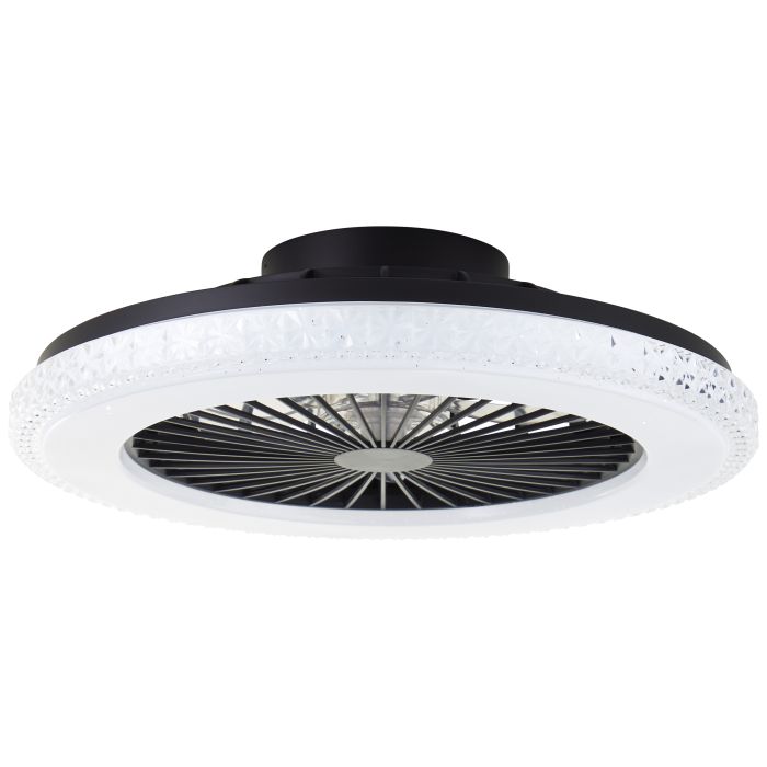 Ventilador de techo negro moderno, Baki, 40W, RGBW LED, con mando a distancia