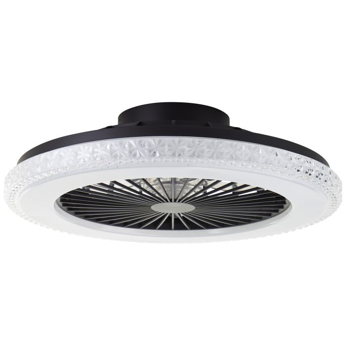 Ventilador de techo negro moderno, Baki, 40W, RGBW LED, con mando a distancia