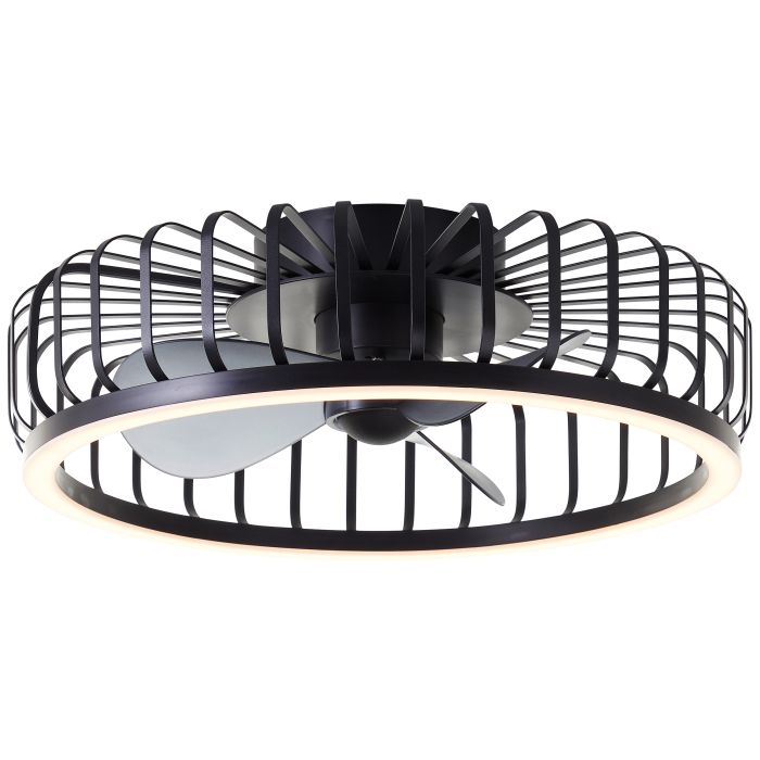 Ventilador de techo negro moderno, Tolga, 36W, 2700K-4000K-6500K LED, con mando a distancia