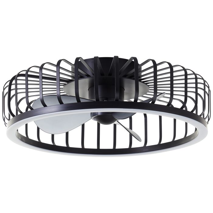 Ventilador de techo negro moderno, Tolga, 36W, 2700K-4000K-6500K LED, con mando a distancia