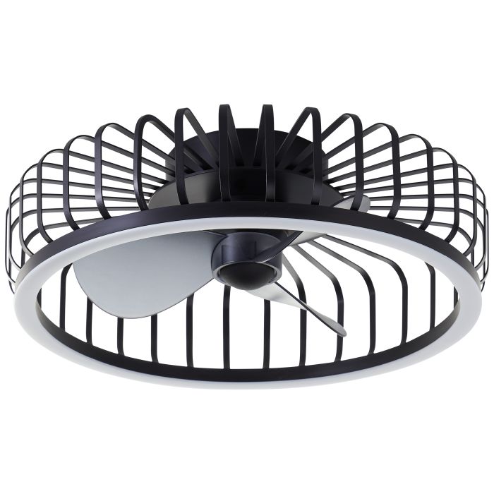Ventilador de techo negro moderno, Tolga, 36W, 2700K-4000K-6500K LED, con mando a distancia
