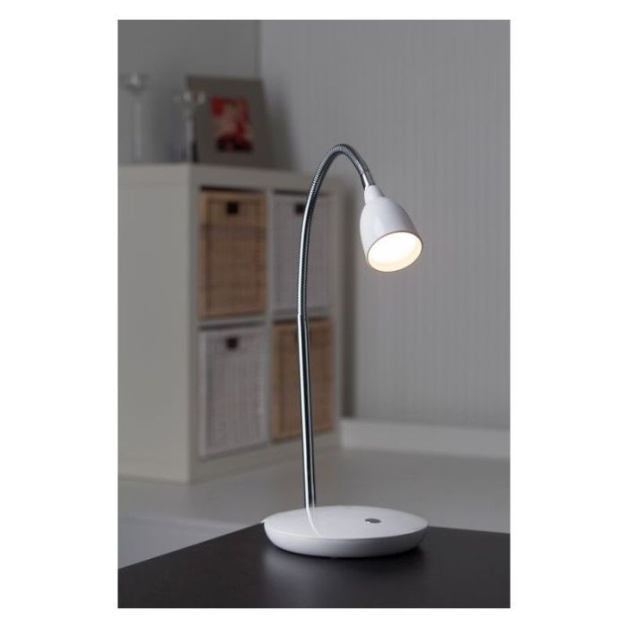 Flexo blanco de plástico, Kit, 3W, 3000K LED, con interruptor