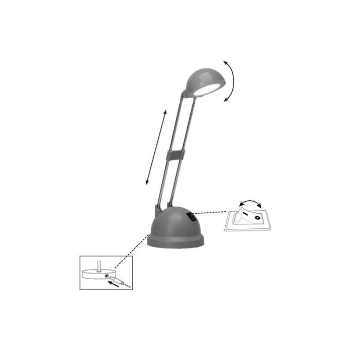 Flexo gris moderno, Louna, 6W, 2700K LED, con interruptor